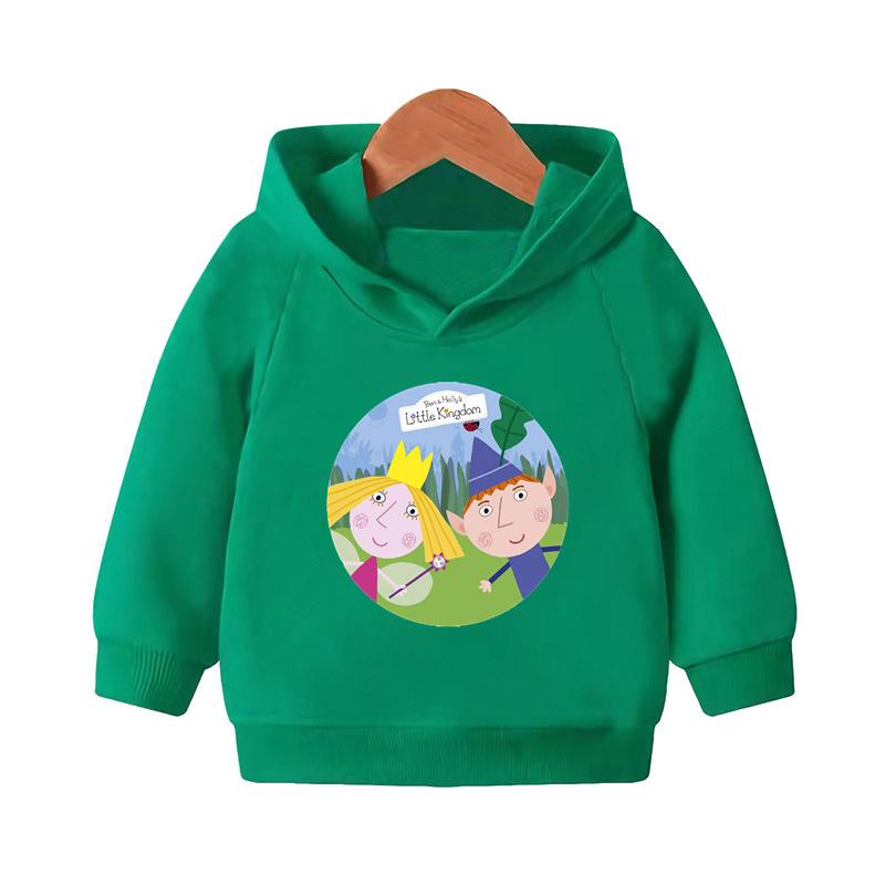 Ben and Holly Kingdom Cartoon Kids Hooded Hoodies Cute Girls Clothes Children Sweatshirts Autumn Baby Pullover Tops