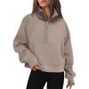 Womens Sweatshirts Half Zip Cropped Pullover Fleece Quarter Zipper Hoodies Fall Outfits Clothes Thumb Hole