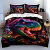 Colorful Dinosaur Art Set Decor Multiple sizes kid's and adults' bedroom Exquisite 3PC bedding set, gift