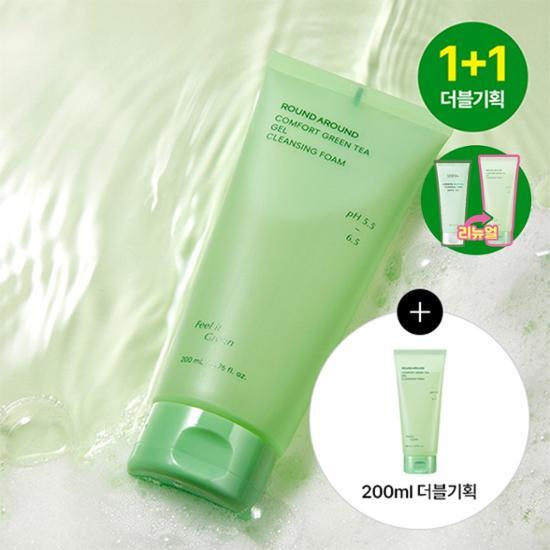 Round Around Comfort Green Tea Mildly Acidic Cleansing Gel Foam 200ml Double Plan