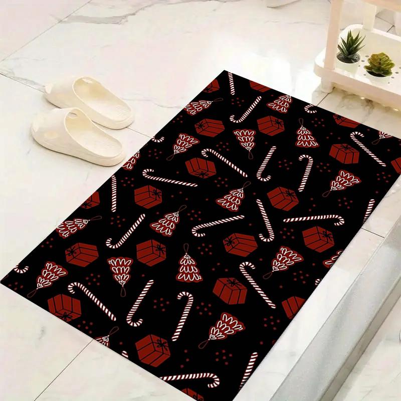 1Pc Christmas Plaid Snowflakes Rug Office Carpet Indoor Outdoor Doormat Nonslip Soft And Comfortable Living Room Christmas Halloween Gift D91832