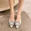 Design Sense Niche Low-heeled Shoes Retro Single Shoes Temperament Celebrity Rhinestone Square Buckle Back with Sandals