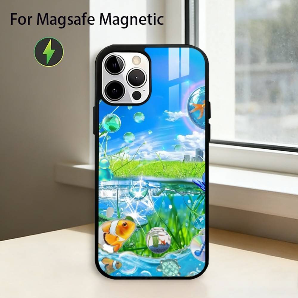 Цвет Frutiger Aero A-Art Чехол для телефона для iPhone17,16,15,14,13,12,11 Plus,Pro Магнитный для Magsafe Беспроводной зарядки