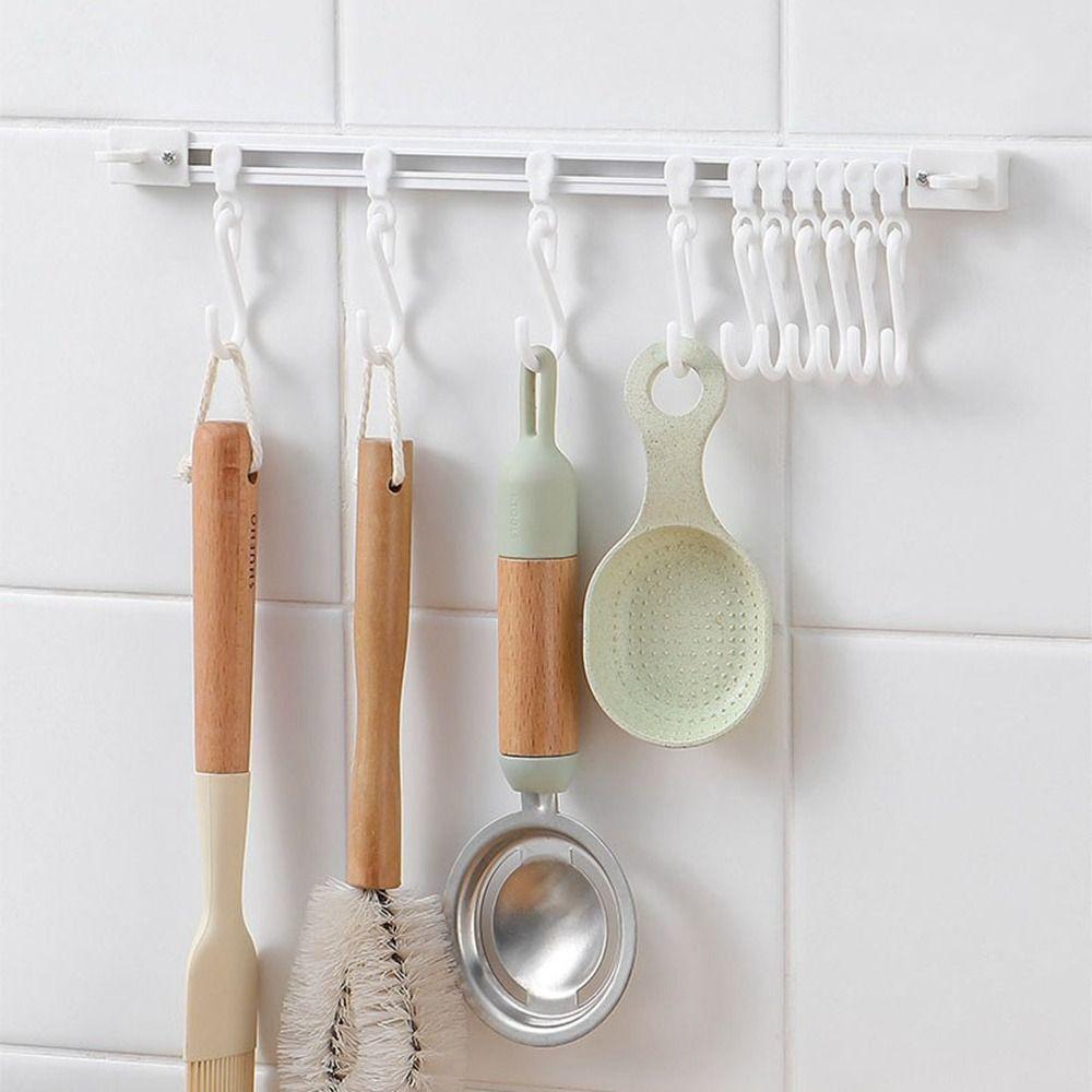 Plastic Track Row Hooks Non Punching Cabinet Hook Multifunctional Long Row Hook Kitchen