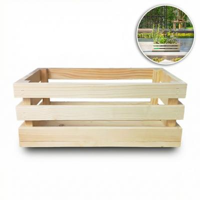 Wooden Box Cover Balcony Terrace Herb Garden Natural 40X23X15 Eco