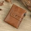 Men's Wallet Leather Wallet Casual Fashion Double Zipper Multi-Card Retro Clutch Bag Change Bag Men's