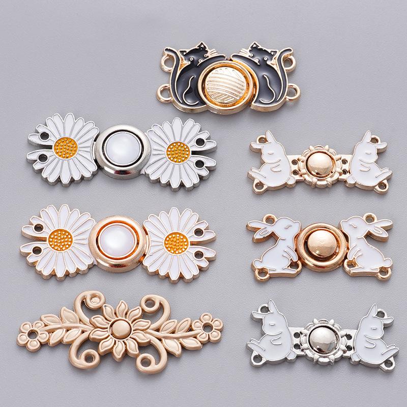 Removable, no-sew, no-nail waist button for jeans. Daisy waist button for slimming jeans.