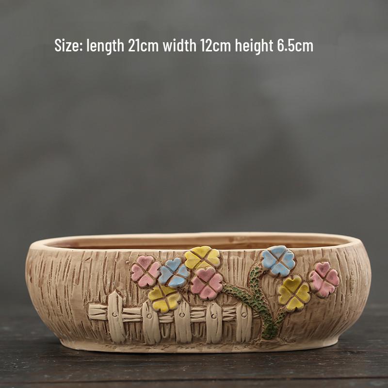 Мультяшный грубый керамический большой керамический горшок для суккулентов в стиле книжки с картинками