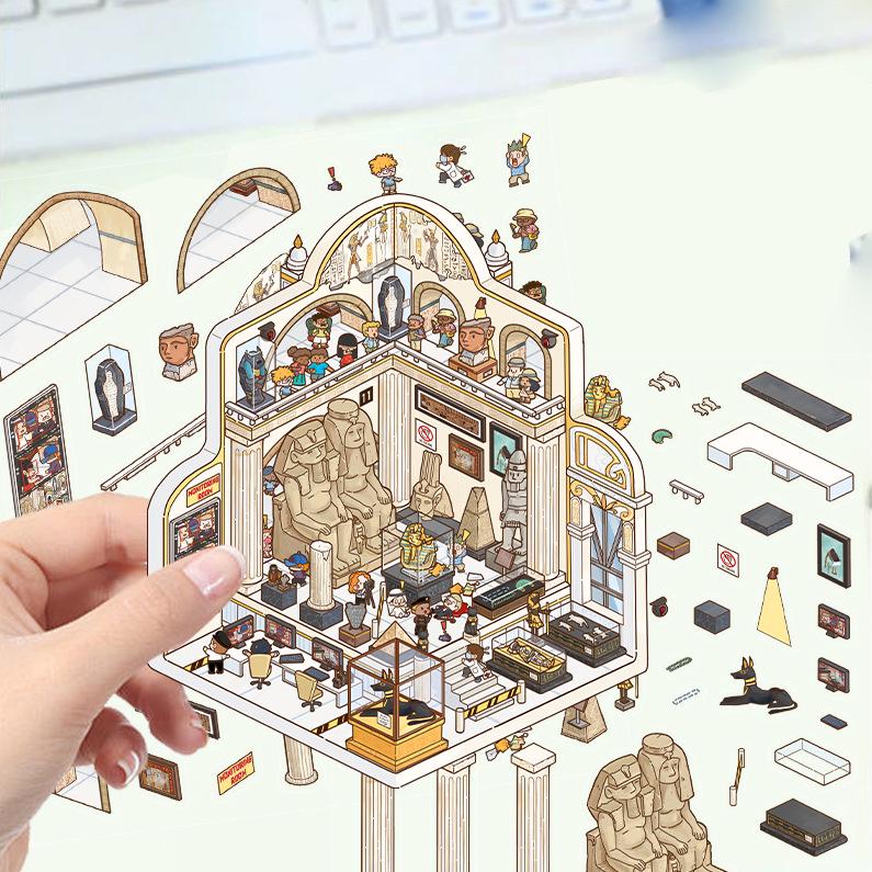Коллекция 3D наклеек с пейзажами: Дизайн DIY-домика, Прозрачные ПЭТ-наклейки для снятия стресса