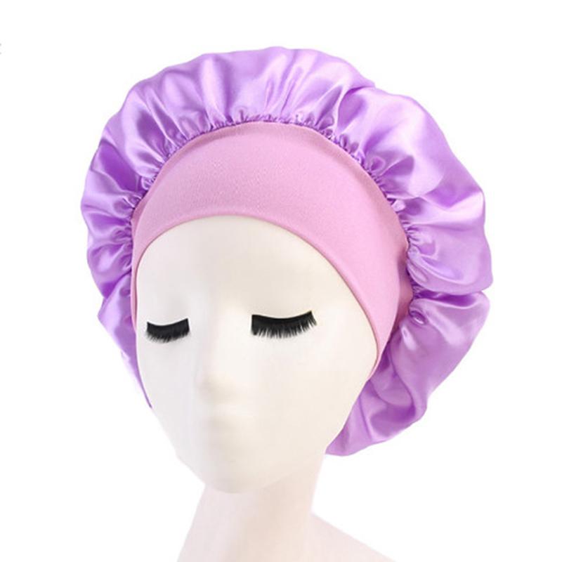 Solid Satin Bonnet Hair Styling Sleep Hat Wrap Shower Cap Hair Styling Tools
