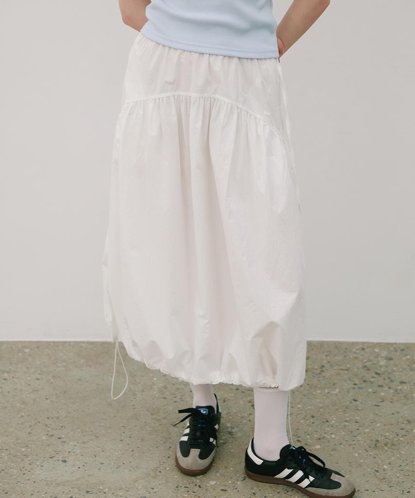 320 Showroom Shirring Volume Stopper Skirt White