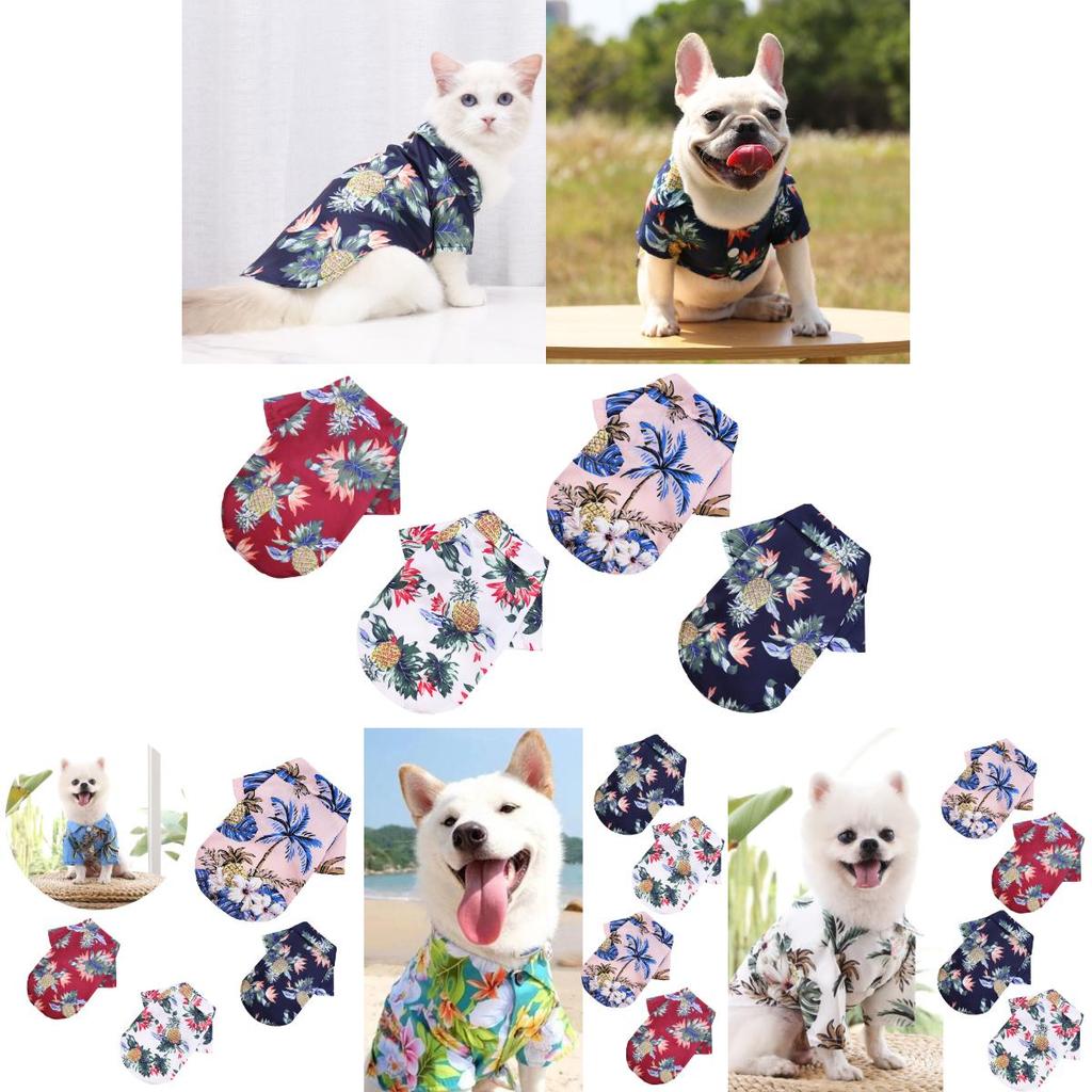 Летняя одежда для щенков Футболка с принтом ананасов в гавайском стиле для маленьких и средних собак и кошек, удобный шифоновый материал