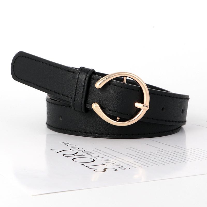 Belt Black Leather Women Premium Decorative Jeans Strap Metal Student Waistband