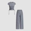 Striped High-waisted Casual Pants Women's Summer Suit, European and American New Fashion Loose Wide-leg Pants Women