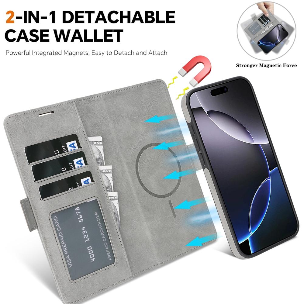 Магнитный чехол-кошелек 2 в 1 для IPhone 18 17Air 17 Promax 16 Pro Max 15 Plus 14 13 12 Беспроводная зарядка Чехол для телефона Слот для карт