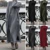 Winter Dress Fleece Lining Warm Skin-touch Stylish Casual Plus Size Pullover Sweatshirt Maxi Dress for Outdoor