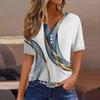 Women's T Shirt Tee Print Button Short Sleeve Daily Weekend Fashion Basic V- Neck Regular Top