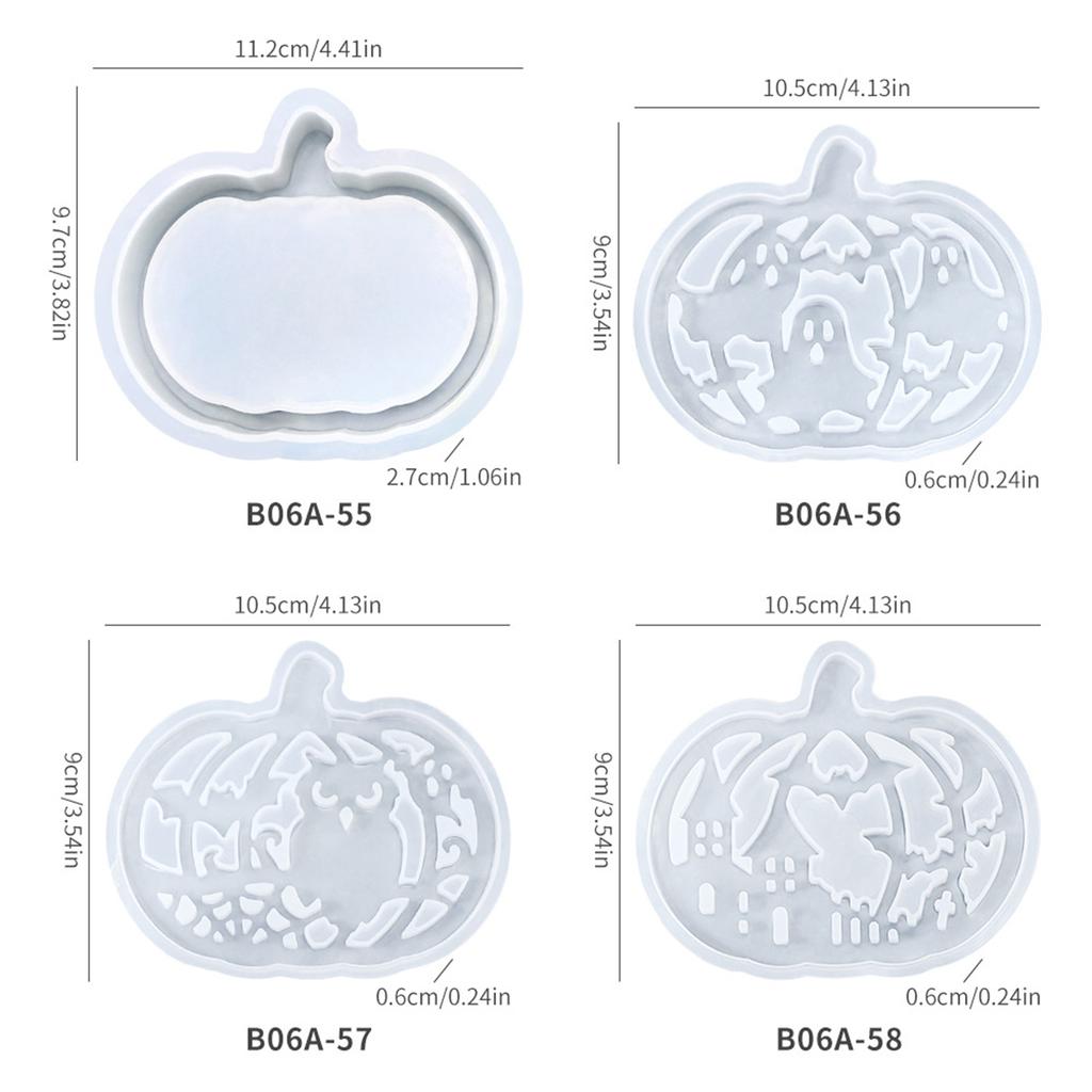 4 Pcs Halloween Pumpkin Silicone Molds Tea Light Holder Plaster Molds Gypsum Molds for Home Crafts