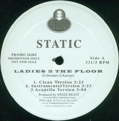 12-дюймовая пластинка STATIC - Ladies 2 The Floor PROMO26302 Third Millenium 2005 US Rap & Hip-Hop/R&B Б/у