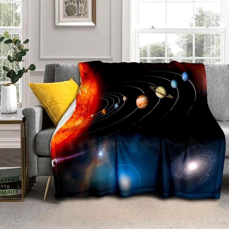 Solar System Soft Plush Sofa Bed Throwing Cartoon Picnic Blankets Modern Flannel Blanket Cover Gedruckt Bettdecke Geschenk