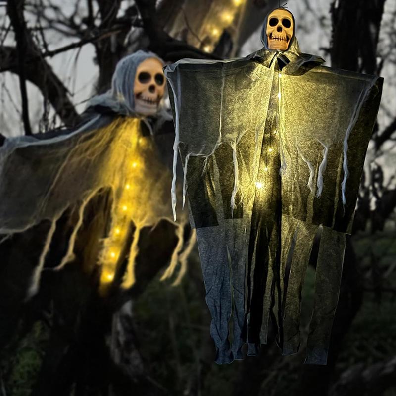 Halloween Party Glowing Hanging Skeleton Ghost Ornament Horror Props Haunted House Decorations