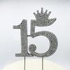 Большой стразовый сплав Цифра Топпер для торта для украшения вечеринки на 15-й/16-й день рождения