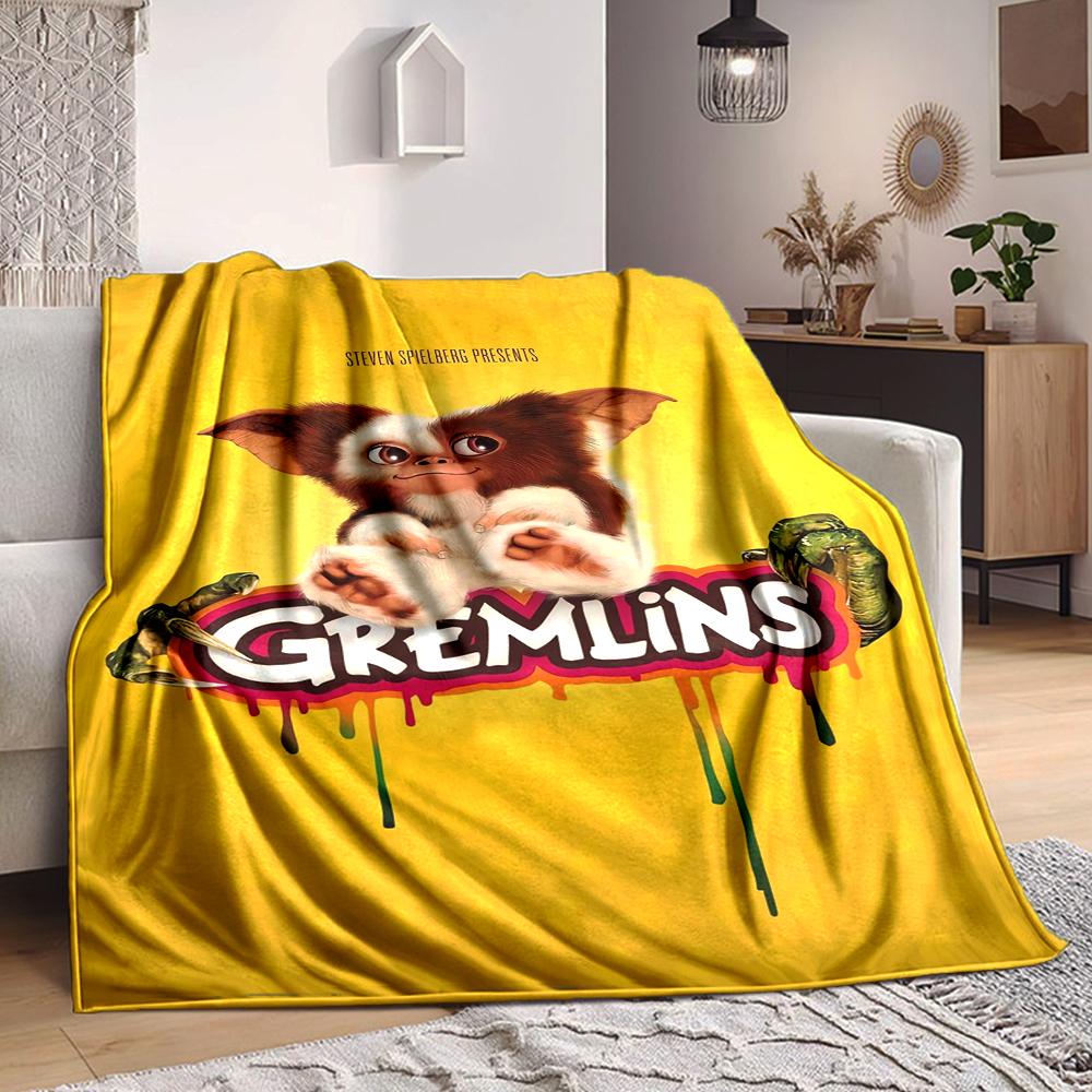 1Pc Gremlins Movie Poster Flannel Blanket, Soft And Comfortable, Casual Warm, Camping Travel, Christmas, Halloween Xmas Gift L1507