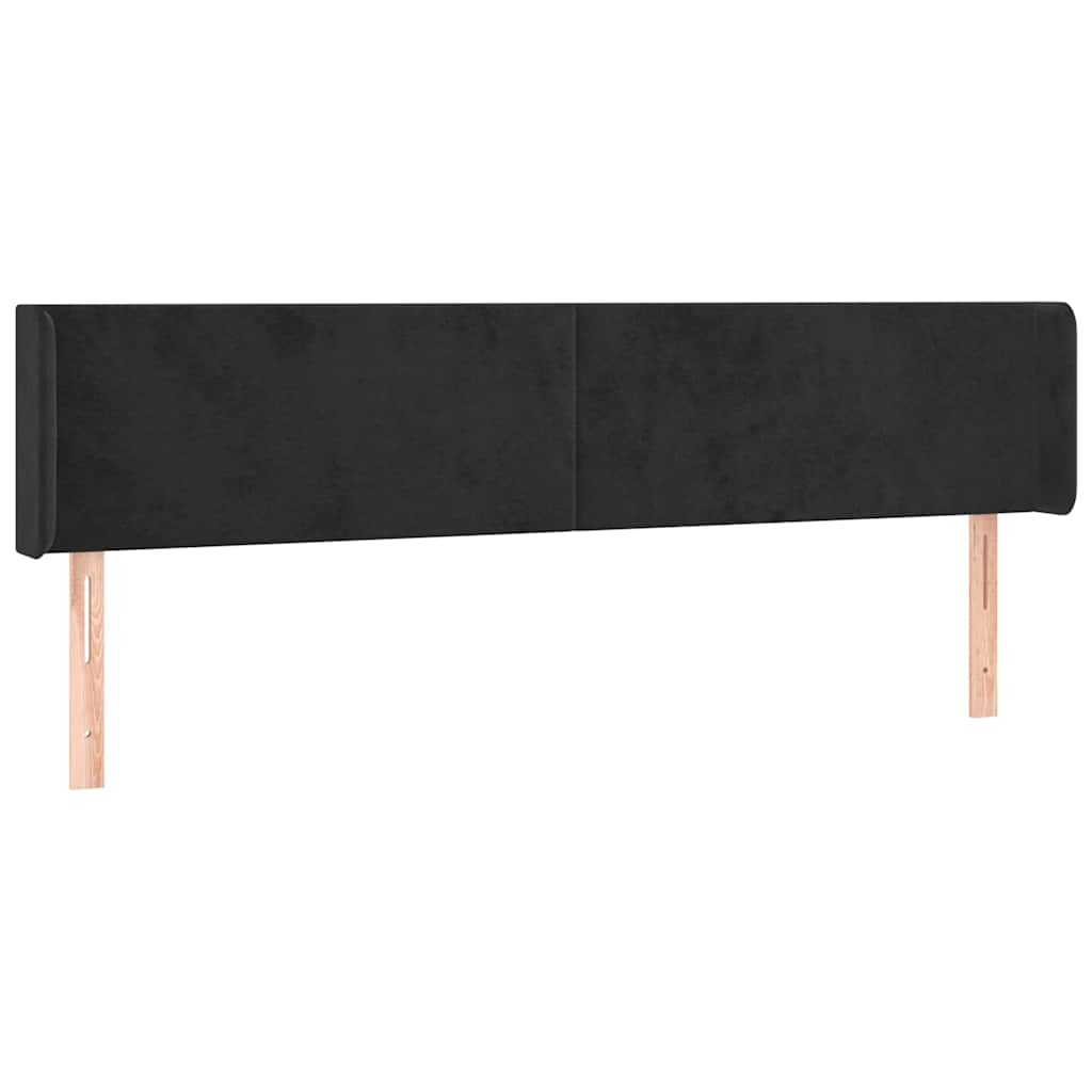 vidaXL Kopfteil mit Ohren Schwarz 203x16x78/88 cm Samt