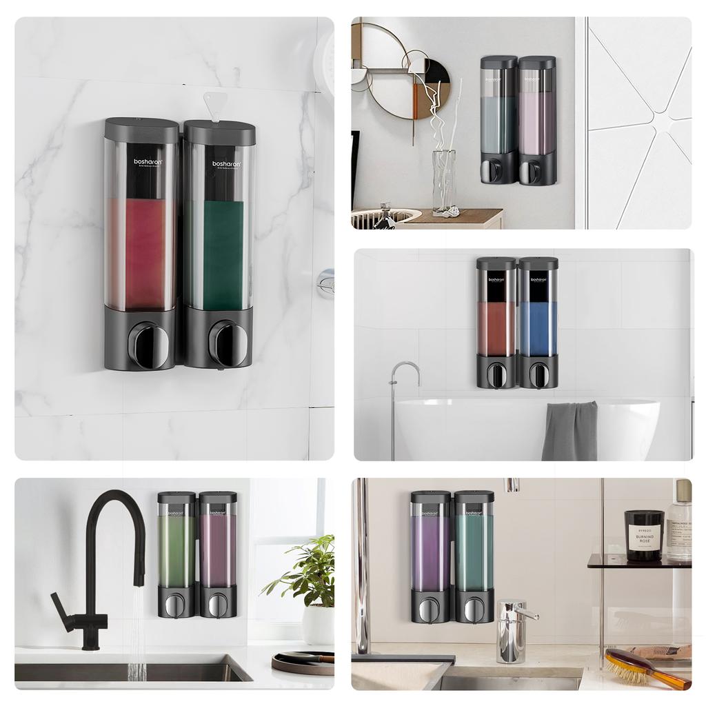 Hotel Shampoo 300 ml *2 Bathroom Wall Mount Plastic Liquid Hand Soap Lotion Dispenser Industrial Hand Wash Manual Soap Dispenser