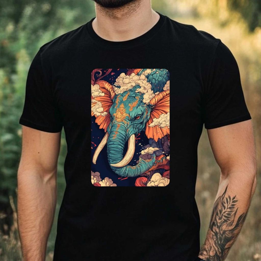 T-Shirt Herren Elefant im Anime Style Motiv Baumwolle Größe XS bis 5XL