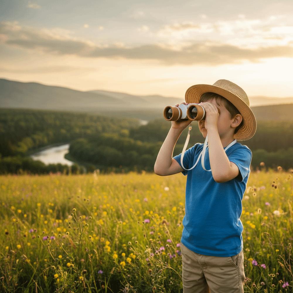 Multicolor Kids Binoculars Rubber Portable Telescope Portable Telescope Magnifying Glass Outdoor