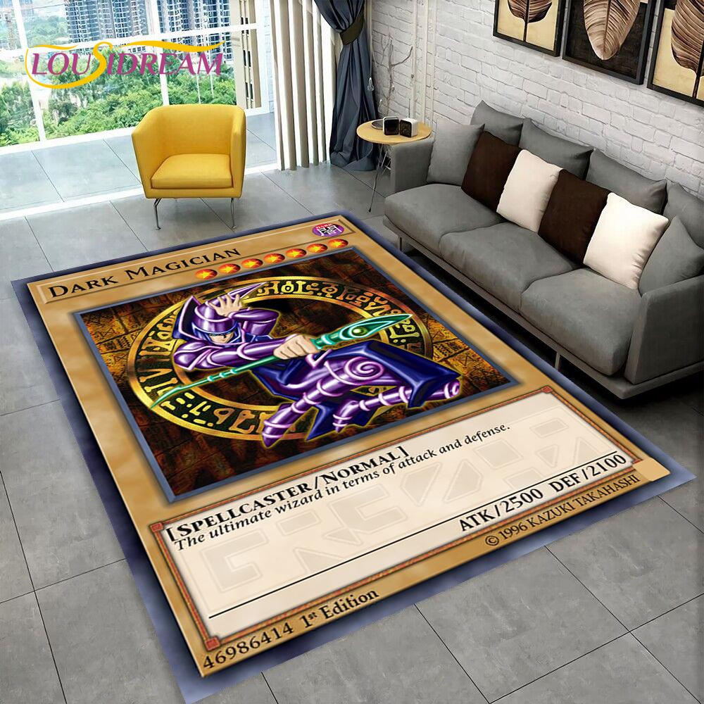3D Monster Gold Card Cartoon Yu-Gi-Oh Anime dack magician Game Carpet Rug for Bedroom Living Room Home Sofa Decoration,Floor Mat