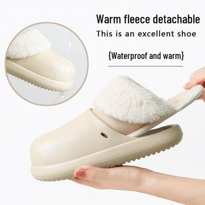 2025 Плюшевые Водонепроницаемые Хлопковые Тапочки: Теплый, Съемный, Унисекс для Осени/Зимы