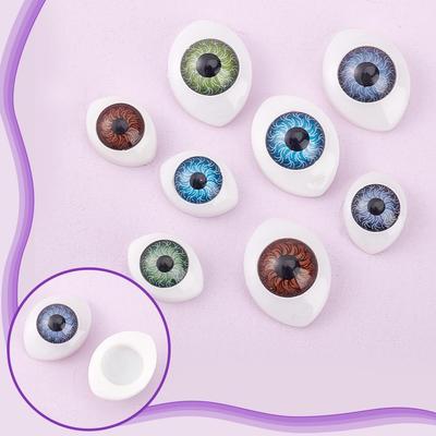 AHANDMAKER 80 шт. Полукруглые глаза куклы, Пластиковые глаза для кукол, Страшные глаза, Кабошоны, Овальные плоские глазные яблоки, Полые глазные яблоки для Хэллоуина, DIY, Шитье, Рукоделие
