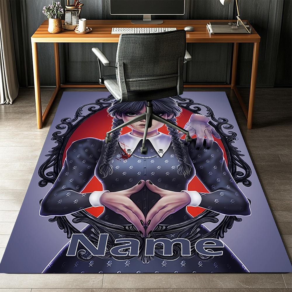 Custom Name Wednesday Printed Carpet,Rug for Office Chair Living Room Bedroom Kitchen Room Decor Gifts.