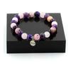 Stones and Minerals. Purple Tiger Eye + Rose Quartz + Amethyst + Opal Pearl Bracelet Made In France.
