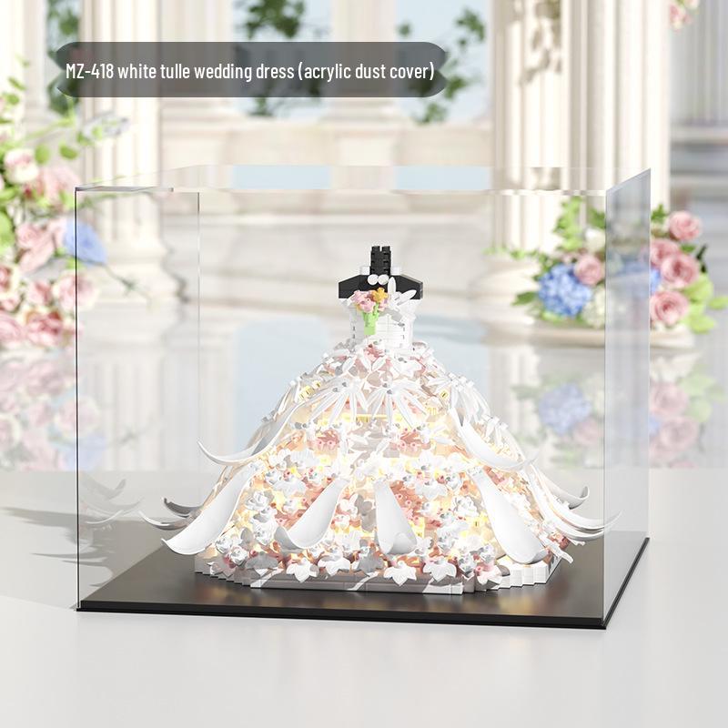 Совместимая Lego Белое Свадебное Платье Микро Алмазный Строительный Блок Фигурка Игрушка - Подарок для Девочек.