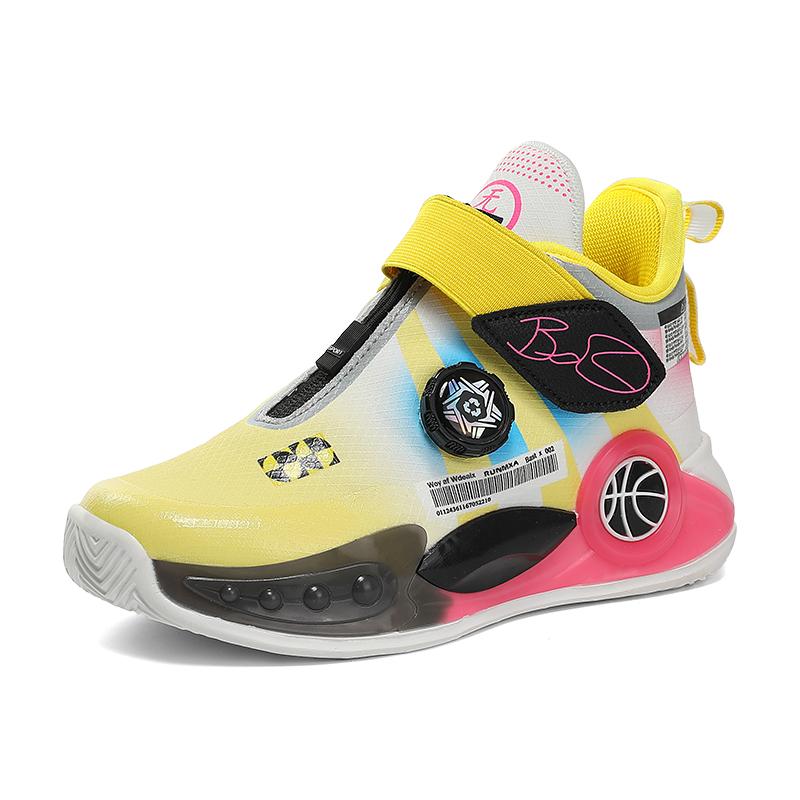 Обувь для мальчиков, осенняя, новая, детская спортивная обувь, вращающиеся кнопки, кожаные, водонепроницаемые, для начальной школы, баскетбольные кроссовки, классные