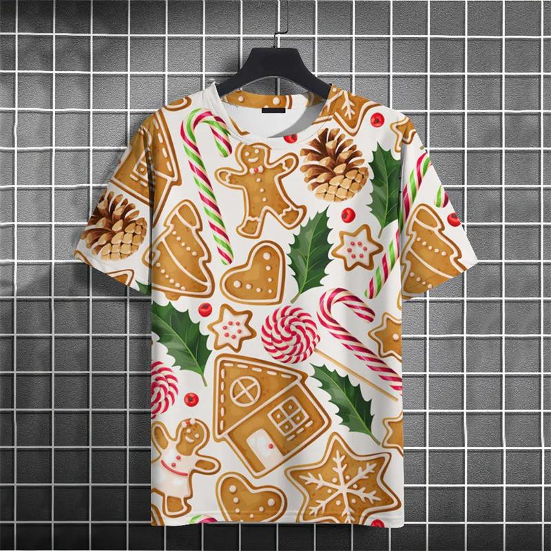 Christmas Tree Pattern 3D Printed T-shirt Street Men's Fashion Plus Size Casual O-neck Short Sleeved T-shirt