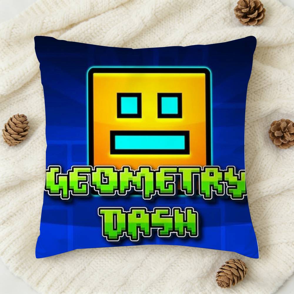 Игровая подушка Square с двусторонней печатью по теме Geometry Dash для дивана, гостиной, домашнего декора