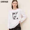 Fashion Women'S Round Neck Printed Sweater Pure Cotton T-Shirt Top Long Sleeve Bottoming Shirt Women