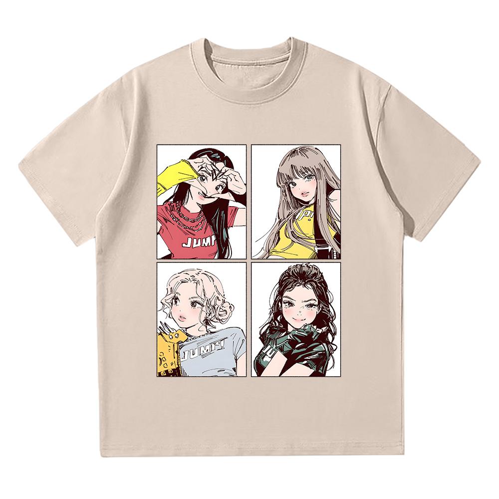 Kpop BP Jump 2025 Футболки Розовые Одежда для Девичьей Группы Очаровательные Аниме Графические Футболки Летние Высококачественные Удобные Топы в Стиле Y2K