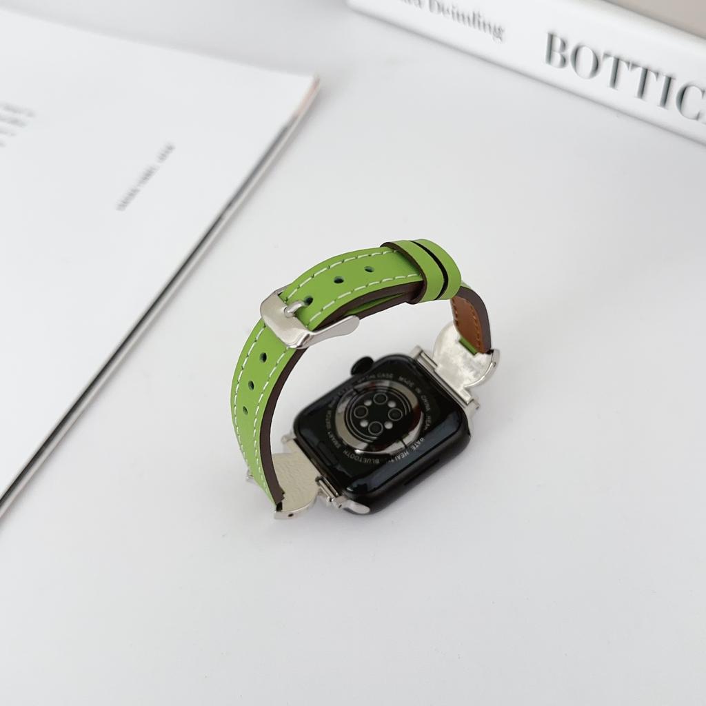 Watch Band For Apple Watch Series 10 Ultra 9 8 7 SE 6 5 4 3 2 1 46mm 49mm 45mm 44mm 42mm Coin Shape Connector Genuine Cow Leather Strap