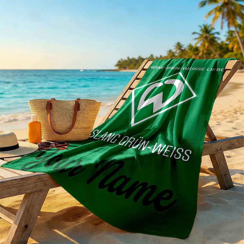 Vfl Wolfsburg Customize Text Beach Towel High Absorbency Quickdry Suitable For Sports Travel Swimming Yoga Bathroom Beach And Pool