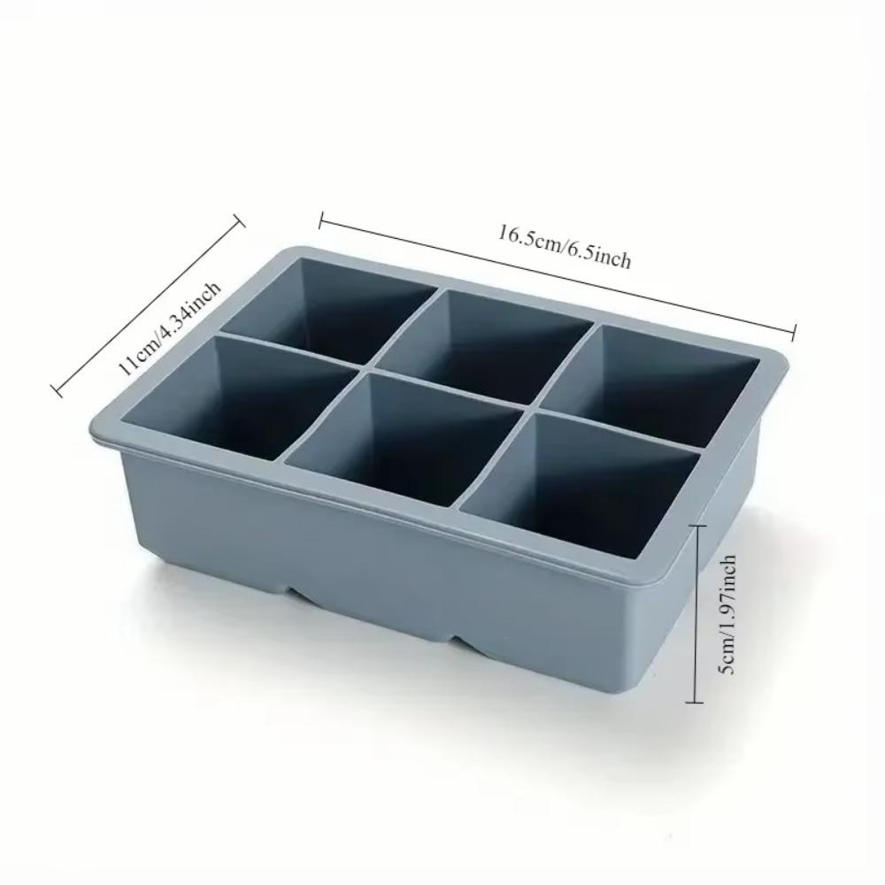 1 Ice Cube Without Lid, 6 Square Food-grade Silicone Ice Cube Mold, Ice Cube Tray, Ice Cube Maker, Whiskey Ice Cube Mold