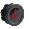 2-in-1 12-24V Car Round Temperature Voltmeter Auto Voltage Test Display Digital Measurement for Car Motorcycle Boat Yacht Voltmeter