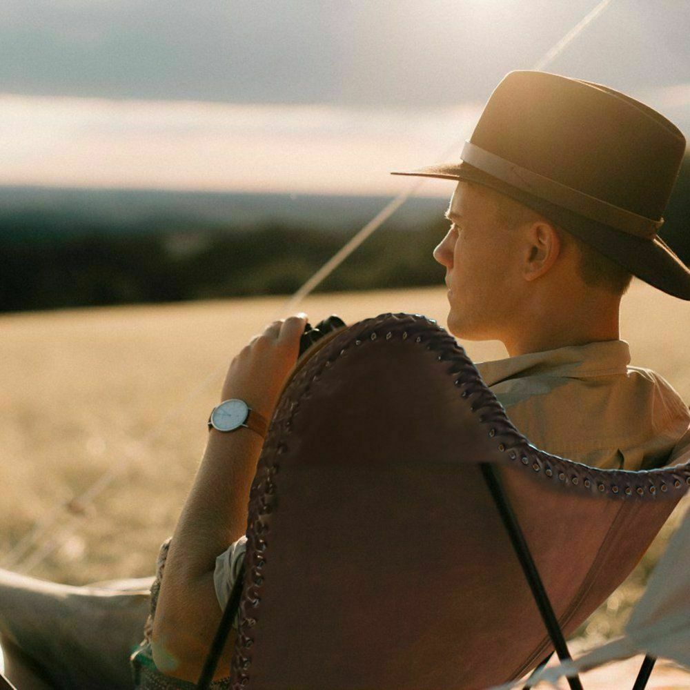 Rustic Vintage Handcrafted Brown Genuine Leather Relax Arm Butterfly Chair