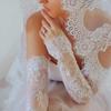 Removable Lace Long Bridal Gloves Hollow Out Transparent White Wedding Women Mesh Decoration Arm Sleeves