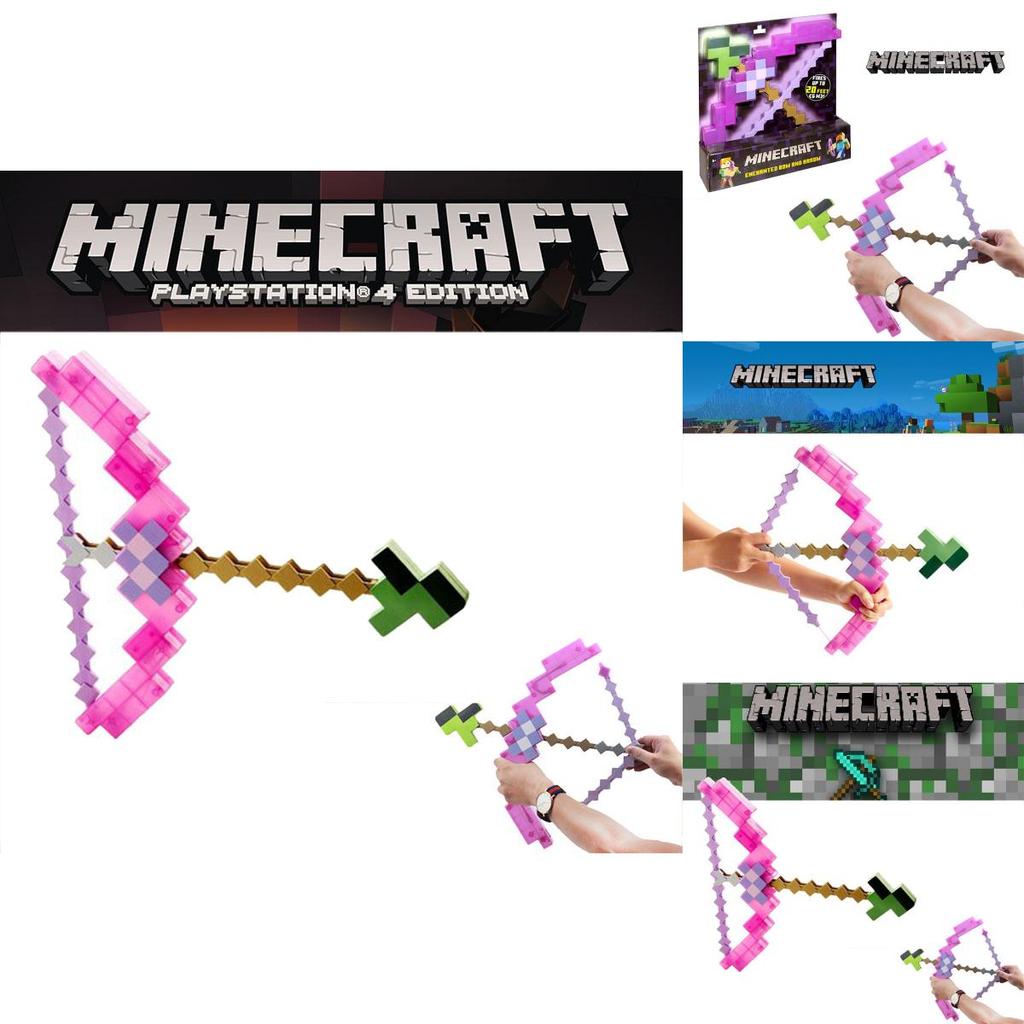 Игрушечный розовый лук и стрелы Minecraft для детей, пластиковый материал, размер упаковки 38*35,5 см