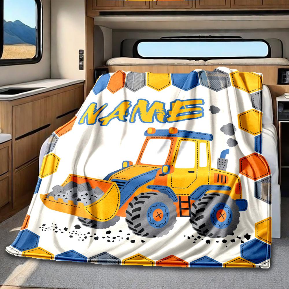 Construction Truck Rv Customize Your Name Blanket Comfortable Soft Lightweight Allseason Multipurpose Blanket For Travel Camping Picnics Sofas Rvs